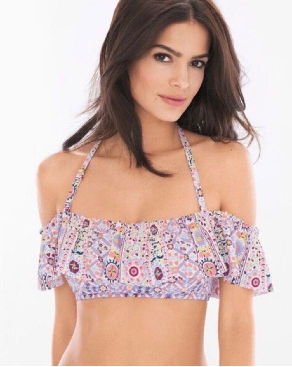 Bleu Rod Beattie Bikini Top SZ 4 NWT Positano Flounce Ruffle Off Shoulder Swim